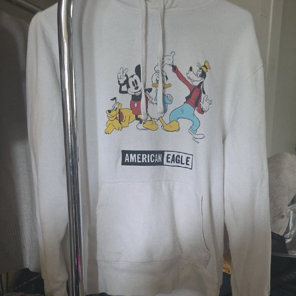 American Eagle Outfitters White Disney Character Graphic Hoodie